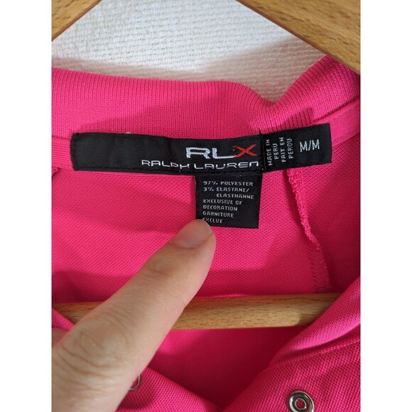 RLX Ralph Lauren Polo Shirt Womens Medium Bright Hot Pink Short Sleeve Golf - Picture 3 of 9